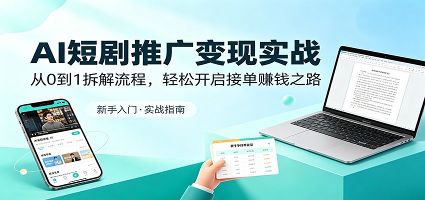 AI短剧推广变现实战：从0到1拆解流程，轻松开启接单赚钱之路-创业资源网