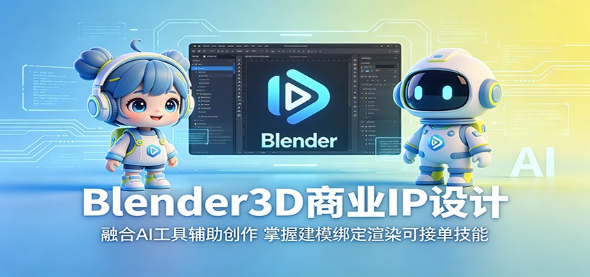 Blender3D商业IP设计:融合AI工具辅助创作,掌握建模绑定渲染可接单技能-创业资源网