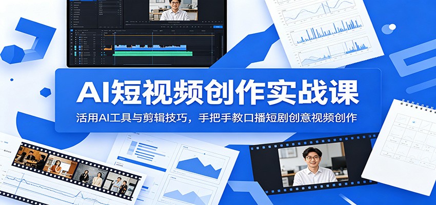 AI短视频创作实战课:活用AI工具与剪辑技巧,手把手教口播短剧创意视频创作-创业资源网