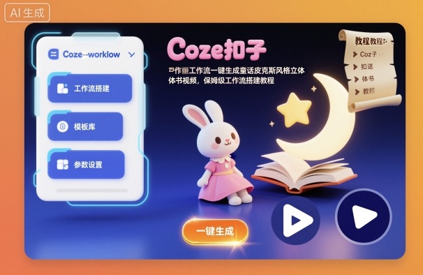 Coze扣子工作流一键生成童话皮克斯风格立体书视频，保姆级工作流搭建教程-创业资源网