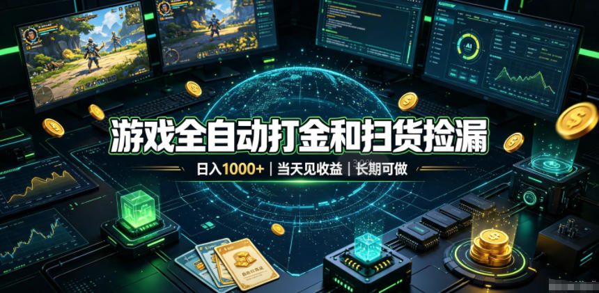 游戏全自动打金和扫货捡漏,日入1k+,当天见收益,长期可做!【揭秘】 游戏全自动打金和扫货捡漏,日入1k+,当天见收益,长期可做!【揭秘】