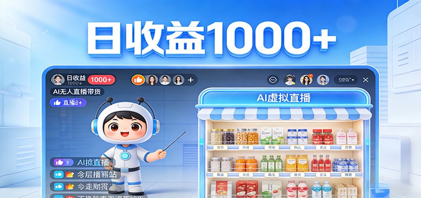 不用露脸不用说话，24小时自动卖货赚钱，全天自动直播，收益看得见-创业资源网