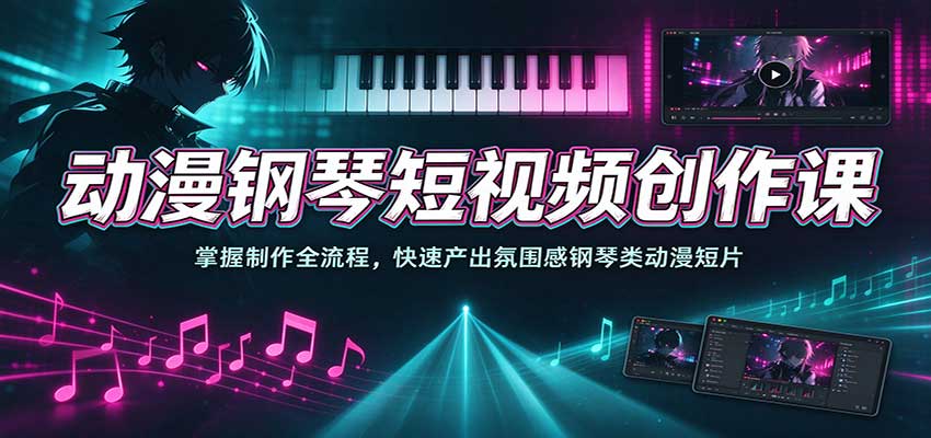 动漫钢琴短视频创作课:掌握制作全流程,快速产出氛围感钢琴类动漫短片 动漫钢琴短视频创作课:掌握制作全流程,快速产出氛围感钢琴类动漫短片
