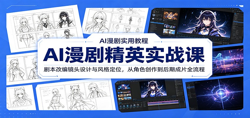 AI漫剧精英实战课：剧本改编镜头设计与风格定位，从角色创作到后期成片全流程-创业资源网