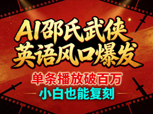 AI邵氏武侠英语风口爆发，单条播放破百万，小白也能复刻-创业资源网