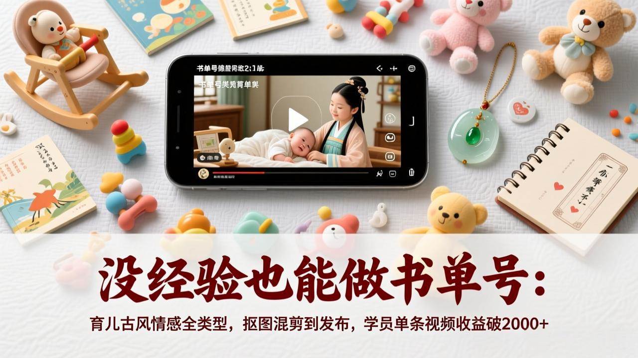 (17389期)没经验也能做书单号:育儿古风情感全类型,抠图混剪到发布,学员单条视频收益破2000+-创业资源网
