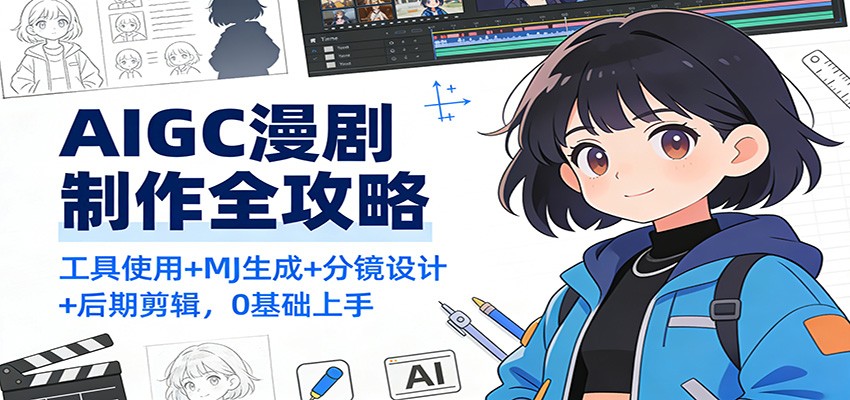 AIGC漫剧制作全攻略：工具使用+MJ生成+分镜设计+后期剪辑，0基础上手-创业资源网