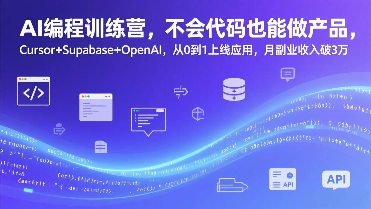 （17388期）AI编程训练营，不会代码也能做产品，Cursor+Supabase+OpenAI，从0到1上线应用，月副业收入破3万-创业资源网