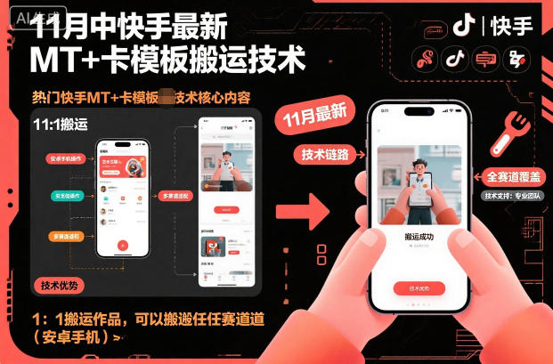 11月中快手最新MT+卡模板搬运技术,1:1搬运作品,可以搬运任何赛道(安卓手机)-创业资源网