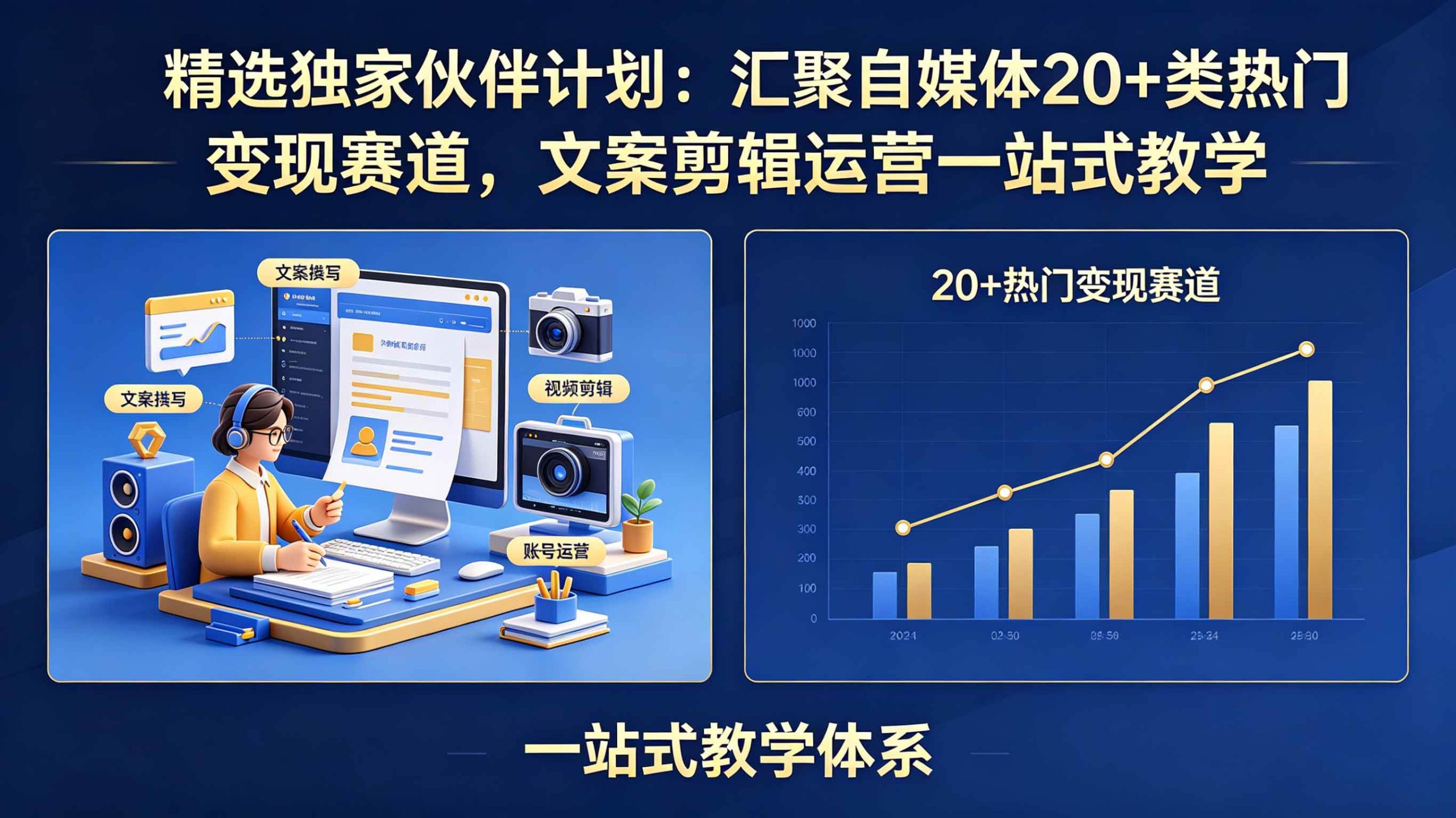 （18478期）精选独家伙伴计划：汇聚自媒体20+类热门变现赛道，文案剪辑运营一站式教学-创业资源网