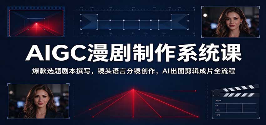 AIGC漫剧制作系统课：爆款选题剧本撰写，镜头语言分镜创作，AI出图剪辑成片全流程-创业资源网