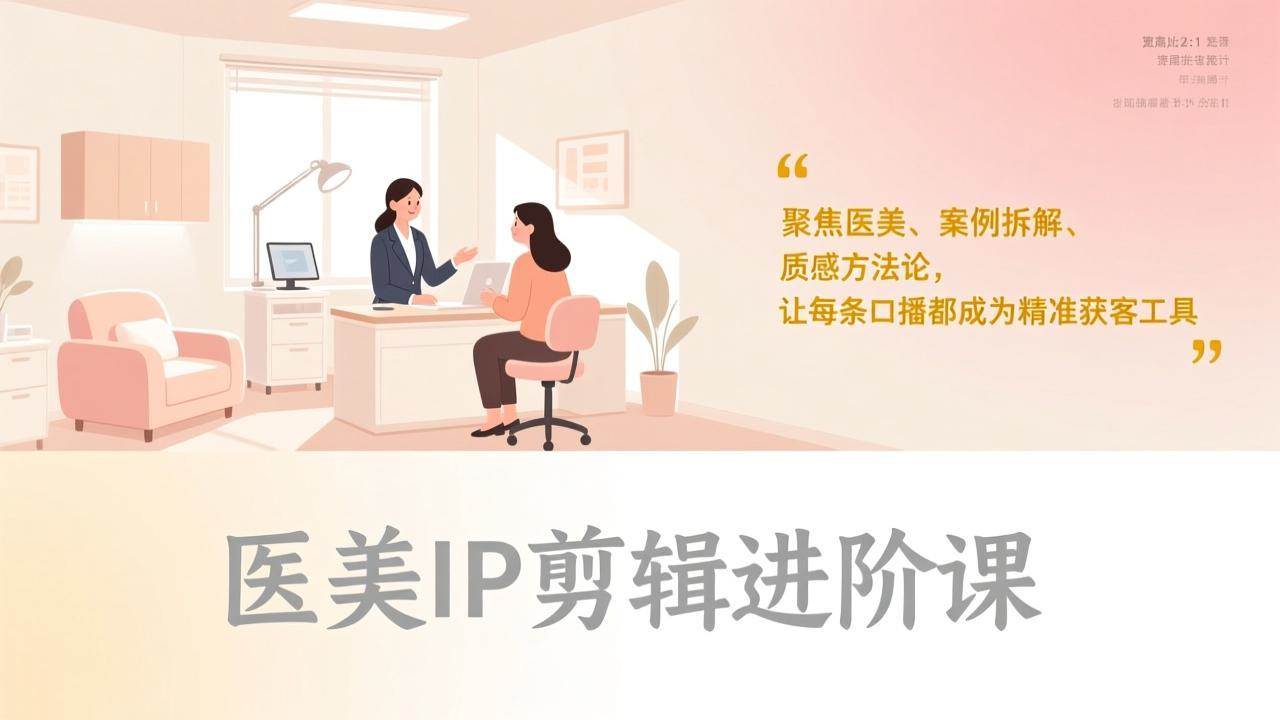 （17303期）医美IP剪辑进阶课，聚焦医美、案例拆解、质感方法论，让每条口播都成为精准获客工具-创业资源网