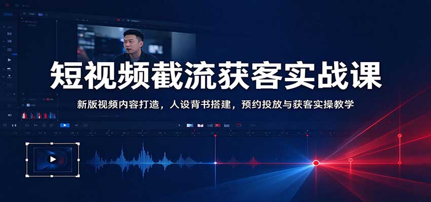 短视频截流获客实战课：新版视频内容打造，人设背书搭建，预约投放与获客实操教学-创业资源网