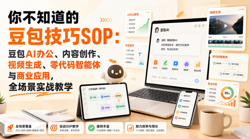你不知道的豆包技巧SOP：豆包AI办公、内容创作、视频生成、零代码智能体与商业应用，全场景实战教学-创业资源网