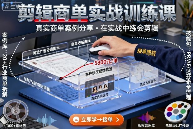 剪辑商单实战训练课，真实商单案例分享，在实战中练会剪辑-创业资源网