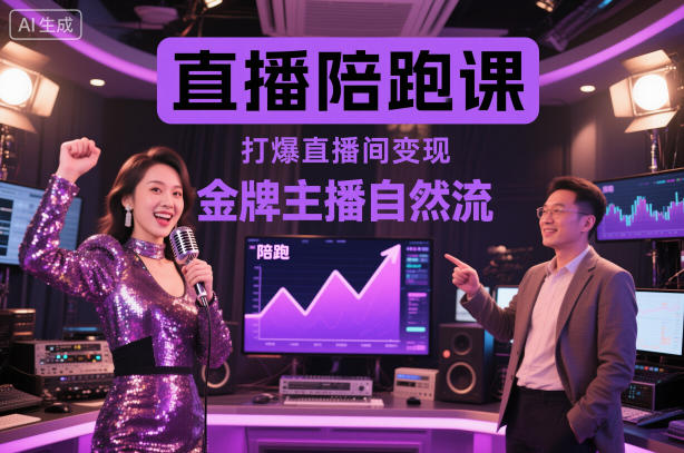 直播陪跑课，金牌主播自然流打爆直播间，复制高变现玩法-创业资源网
