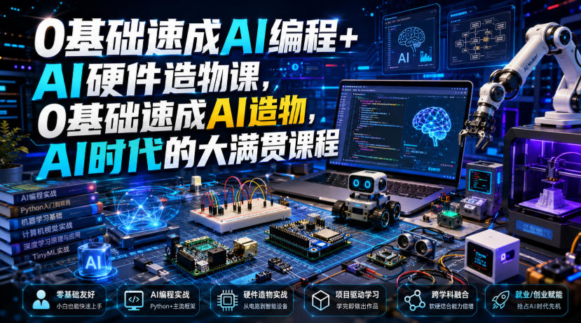 0基础速成AI编程+AI硬件造物课,0基础速成AI造物,AI时代的大满贯课程-创业资源网