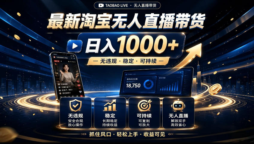 2026淘宝无人直播15.0，独家新技术，不用露脸、不用熬夜，自动直播自动出单，25小时卖17W【揭秘】-创业资源网