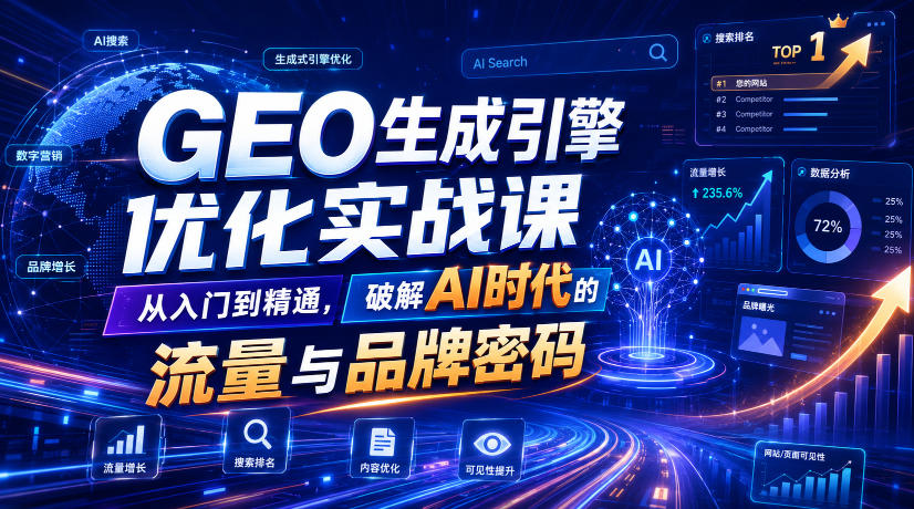 GEO生成引擎优化实战课,从入门到精通,破解AI时代的流量与品牌密码-创业资源网