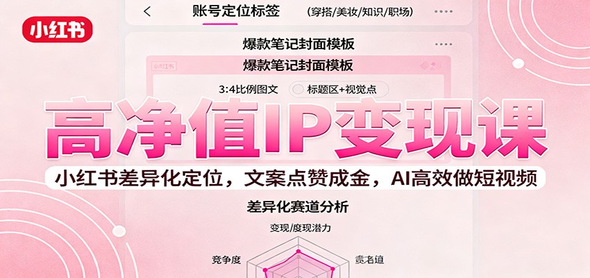 高净值IP变现课:小红书差异化定位,文案点赞成金, AI高效做短视频-创业资源网