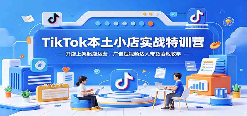 TikTok本土小店实战特训营：开店上架起店运营，广告短视频达人带货落地教学-创业资源网