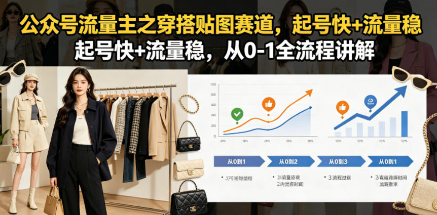 公众号流量主之穿搭贴图赛道，起号快+流量稳，从0-1全流程讲解-创业资源网