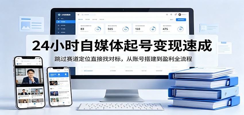 24小时自媒体起号变现速成，跳过赛道定位直接找对标，从账号搭建到盈利全流程-创业资源网