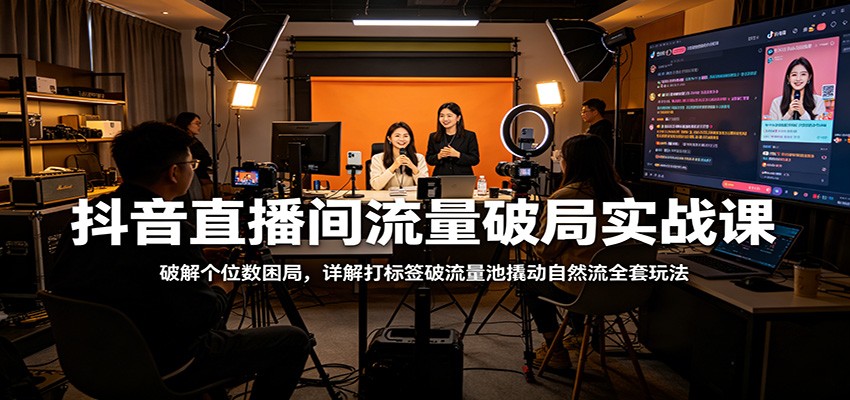 抖音直播间流量破局实战课：破解个位数困局，详解打标签破流量池撬动自然流全套玩法-创业资源网