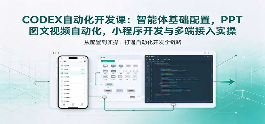 CODEX自动化开发课：智能体基础配置，PPT图文视频自动化，小程序开发与多端接入实操-创业资源网