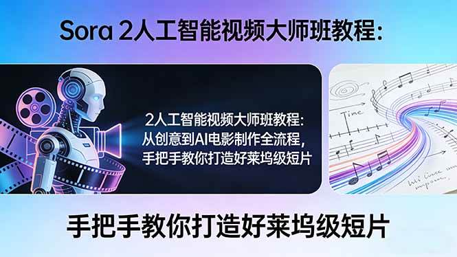 （17688期）Sora 2人工智能视频大师班教程：从创意到AI电影制作全流程，手把手教你打造好莱坞级短片-创业资源网