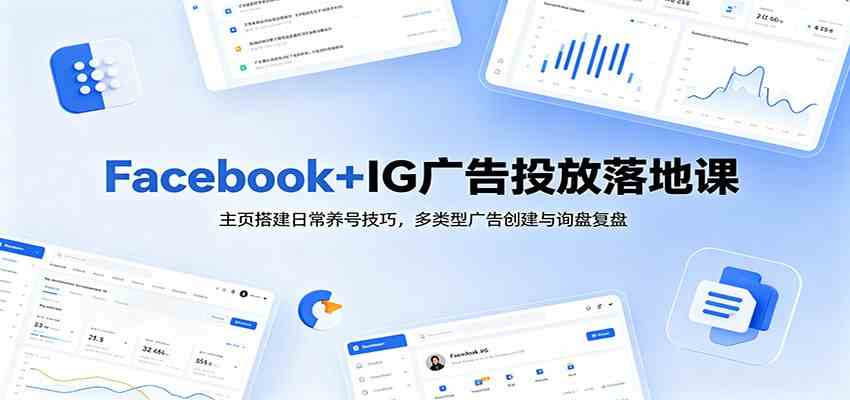 Facebook+IG广告投放落地课：主页搭建日常养号技巧，多类型广告创建与询盘复盘-创业资源网