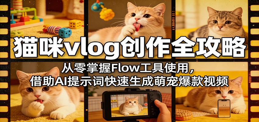 猫咪vlog创作全攻略：从零掌握Flow工具使用，借助AI提示词快速生成萌宠爆款视频-创业资源网