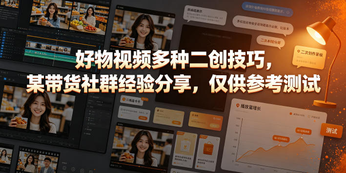 好物视频多种二创技巧，某带货社群经验分享，仅供参考测试-创业资源网