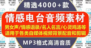电台情感故事mp3音频语录文案素材无人直播间背景音乐短视频励志-创业资源网