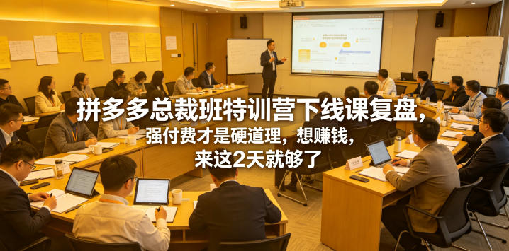 拼多多总裁班特训营下线课复盘，强付费才是硬道理，想賺钱，来这2天就够了-创业资源网