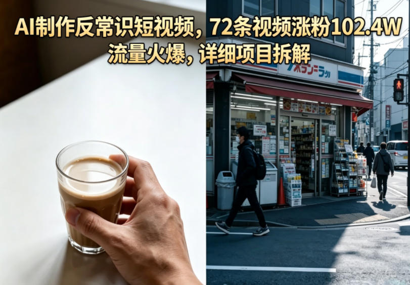 AI制作反常识短视频，72条视频涨粉102.4W，流量火爆，详细项目拆解-创业资源网
