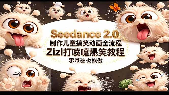 （18211期）Seedance 2.0 制作儿童搞笑动画全流程Zizi打喷嚏爆笑教程｜零基础也能做-创业资源网