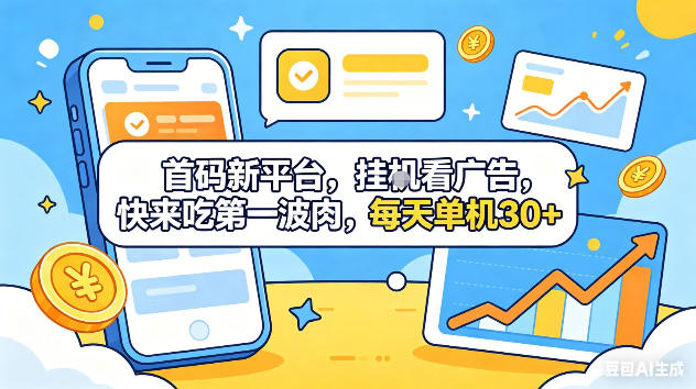 首码新平台，挂G自动看广告，快来吃第一波肉，每天单机30+，可矩阵放大【揭秘】-创业资源网