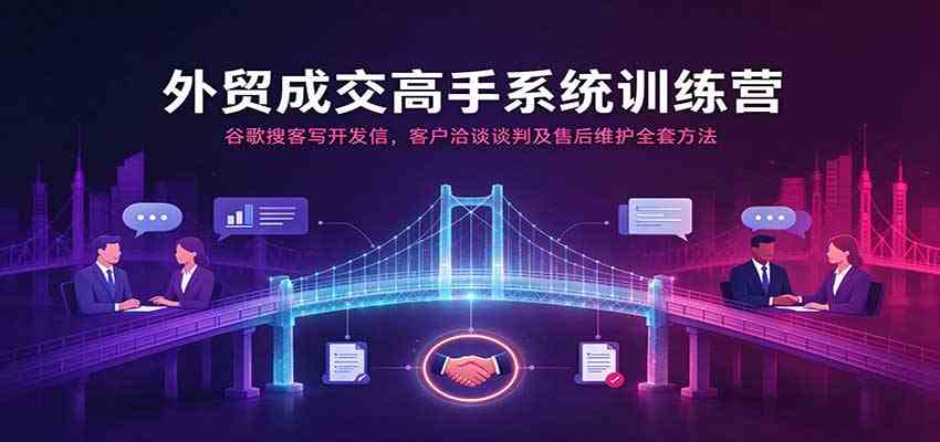 外贸成交高手系统训练营：谷歌搜客写开发信，客户洽谈谈判及售后维护全套方法-创业资源网