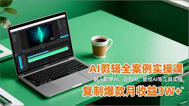 (16770期)AI剪辑全案例实操课,融入即梦AI、豆包AI、星绘AI等工具实操,复制爆款月收益3W+-创业资源网