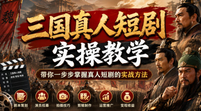 三国真人短剧实操教学,带你一步步掌握真人短剧的实战方法-创业资源网
