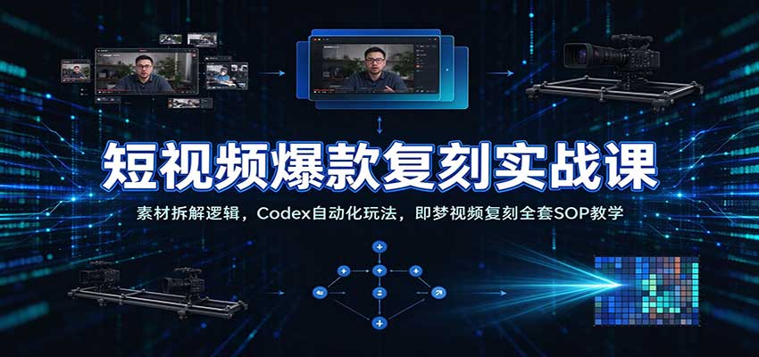 短视频爆款复刻实战课：素材拆解逻辑，Codex自动化玩法，即梦视频复刻全套SOP教学-创业资源网