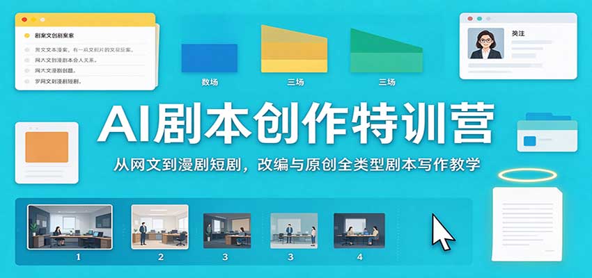 AI剧本创作特训营：从网文到漫剧短剧，改编与原创全类型剧本写作教学-创业资源网