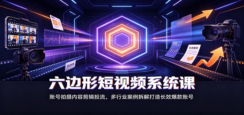 六边形短视频系统课：账号拍摄内容剪辑投流，多行业案例拆解打造长效爆款账号-创业资源网