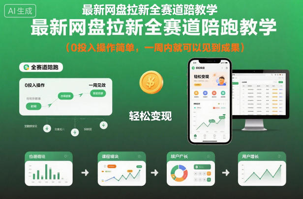 最新网盘拉新全赛道陪跑教学，0投入操作简单，一周内就可以见到成果-创业资源网