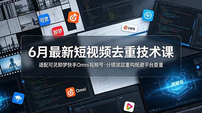 （19031期）6月最新短视频去重技术课，适配可灵即梦快手Omni视频号，分镜底层重构规避平台查重-创业资源网
