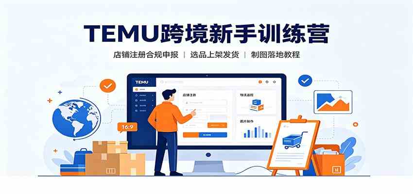 TEMU跨境新手训练营：店铺注册合规申报，选品上架发货制图落地教程-创业资源网