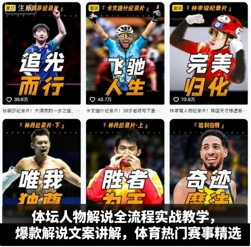 体坛人物解说全流程实战教学,爆款解说文案讲解,体育热门赛事精选-创业资源网