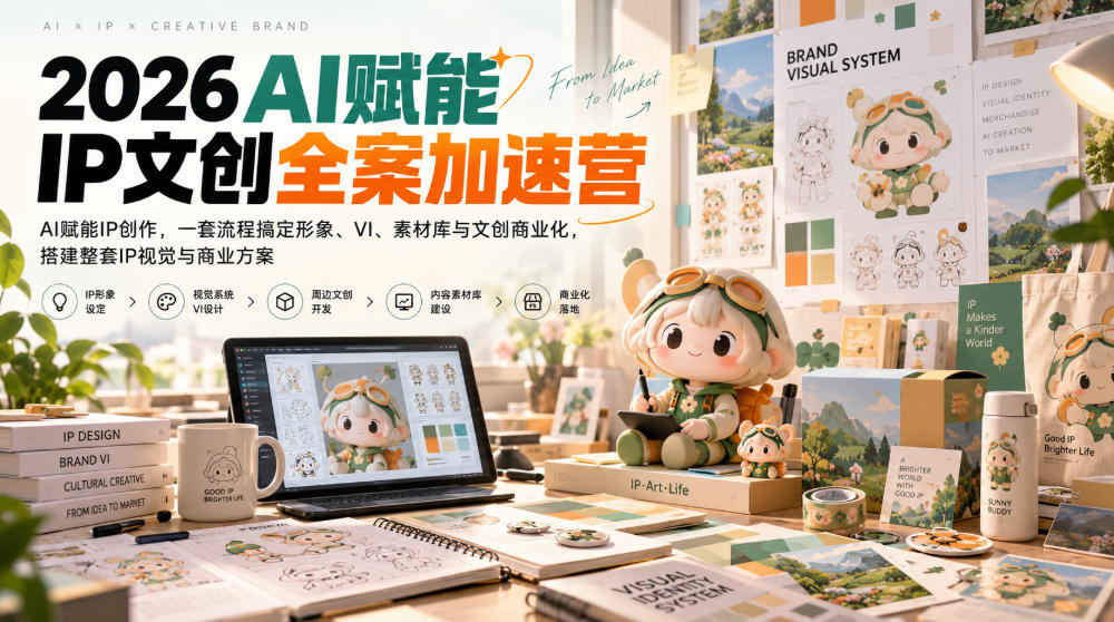 2026AI赋能ip文创全案加速营，AI赋能IP创作，一套流程搞定形象、VI、素材库与文创商业化，搭建整套IP视觉与商业方案-创业资源网