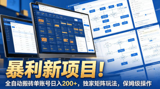 暴利新项目！全自动搬砖单账号日入200+，独家矩阵玩法，保姆级操作【揭秘】-创业资源网